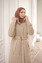 Beige Large Size Hooded Inflatable Coat - 3