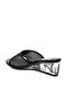 Women Mesh Clear Heel Wedge Sandals in Black - 3