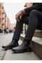Ba0444 Laceless Comfortable High Sole Black Men's Sports Half Ankle Boots