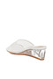 Women Mesh Clear Heel Wedge Sandals in White - 3
