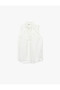 Tie Detail Stand Collar Ruffle Sleeveless White Women's Blouse 6Wak60002Ew - 4