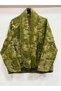 Women's Oil Green Italian Drop Sleeve Floral Print Cotton Oversized Quilted Kimono & Kaftan - 2