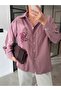 Embroidered Striped Shirt with Cep, Burgundy - 4