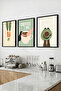 3-Piece Kitchen and Coffee Design Wooden Framed Painting Set, Modern Decorative Painting 3-Piece Wall Decor - 2