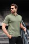 Khaki Polo Neck Knitwear Men's T-Shirt E7461 - 4