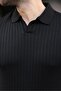 Black Polo Neck Knitwear Men's T-Shirt E7461 - 3