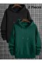 Advantageous Pack of 2 Basic Hooded Kangaroo Pocket Sweatshirt