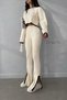 Women's Knitwear Set with Slit Detail and Shepherd Stitching in Beige