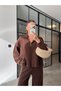 Selanik Fabric Knitted Zippered Tricot Suit Brown