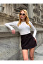 Women's Thin Belted Brown Shorts Skirt