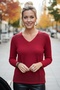 Red V-Neck Long Sleeve Slim Casual Openwork Knitwear Sweater 65 60 - 2