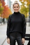 Black Turtleneck Long Sleeve Slim Stone Casual Knitwear Sweater 65 60