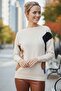 Cream Boat Neck Long Sleeve Slim Casual Knitwear Sweater 65 60 - 6