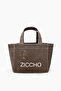 Waxed Medium Size Canvas Handbag with Washed Effect