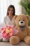 Pink and White Butterfly Bouquet with Led Lights – 25 Butterflies & 90 cm Large Plush Bear |   Oze for Valentine's Day - 2