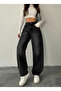 Black Embroidered Back Kem Belt Kali Bol Wide-Leg Ggy