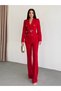 Women's Belt Detailed Gold Button Suit - 5