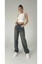 Damis Green Wash Buckle Detail Loose Fit Wide Leg Comfortable Baggy Jean Denim Casual Women's Trousers
