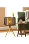 Table Lamp with Tripod Stand, Black mild steel Wire Cage, Natural Rattan Weave, Gold Base, Modern De