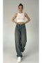 Damis Green Wash Buckle Detail Loose Fit Wide Leg Comfortable Baggy Jean Denim Casual Women's Trousers - 5