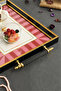 Love Bird Patterned Gold-Black Framed Luxury Presentation Tray 46X28 cm Real Glass - 4