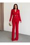 Women's Belt Detailed Gold Button Suit - 4