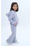Girl's 2-Piece Set Hooded Zippered Pockets Sweatshirt & Elastic Waist Wide Leg Sweatpants a - 2