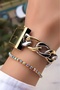 Women's Wristwatch Steel Chain Cord Gold Silver Green Color Gift Bracelet Hms84Kc1 - 5