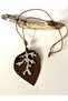 Bohemian Authentic Single Leaf Faux Leather Stainless Metal Branch, Suede Rope Style Necklace