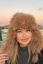 Luxury Women's Camel Long Fur Faux Fur Plush Furry Pilot Hat - 2