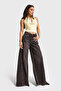 Women's Dark Denim Color 4s6-156 Super Palazzo Fit Side Detail Design Denim Jeans - 5