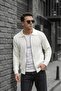 Mams Men's Slim Fit Zip Polo Neck Ribbed Knit Cardigan