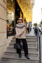 Women's Beige Crew Neck Half Patterned Knitwear Sweater - 4