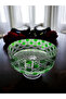 Green Footed Cut Crystal Glass Bowl 25m Diameter