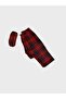 Boys' Cotton Suede Fabric Red Plaid Patterned Shirt Collar Buttoned Sleep Band Pajama Set - 5