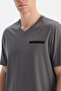 Dark Gray Short Sleeve V-Neck Cotton Modal T-Shirt Shorts Set - 5