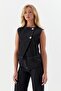 Slim Front Buttoned Vest Black