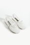 Flora Women's White Pearl Embroidered Tulle Textured Strap Ballerina Flat Shoes - 2