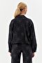 Denim Coat with Sprinkled Stones Black / Denim - 4