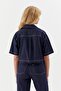 Short Sleeve Jacket with Front Pockets Indigo - 3