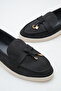 Women's Black Suede Loafers - 5