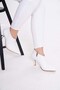 White Skin 8.5cm Thin Heel Zipper Pointed Toe Women's Short Boots - 3