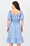 Women Ruched Midi Casual Dress, Light Blue - 3