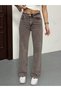 Women's Brown High-Waisted Stretch Fabric Wide Leg Palazzo Jeans