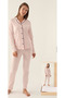 Women, Shirt Collar, Exclusive, Modal, Long Sleeve, (with Sleep Socks Gift), Pajama Set