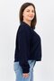 Women Crew Neck Long Sleeve Graphic Print Sweaters, Navy - 2