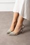 Verany Silver Crystal Stone Pointed Toe Transparent Band 8cm Goblet Model Metal Heel Evening Dress Shoes - 2