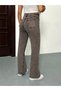 Women's Brown High-Waisted Stretch Fabric Wide Leg Palazzo Jeans - 3