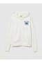 Lcw Kids White Stitch Printed Girls' Soft Touch Zippered Sweatshirt - 2