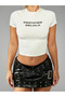 Women's Certified Delulu Printed White Crew Neck Baby Tee Crop Tshirt - 4